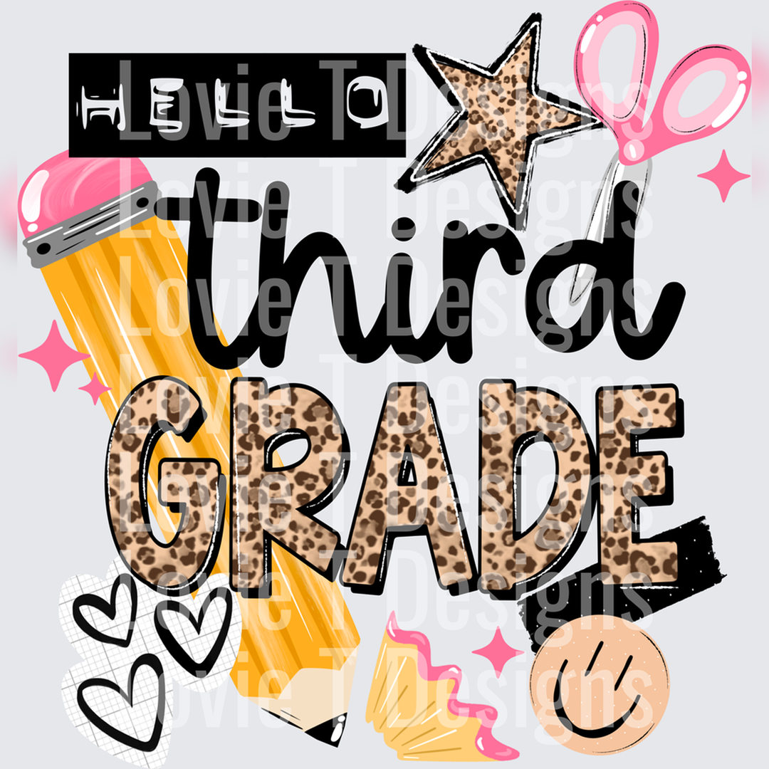 A Hello Third back to school DTF transfer design