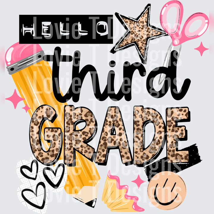 A Hello Third back to school DTF transfer design