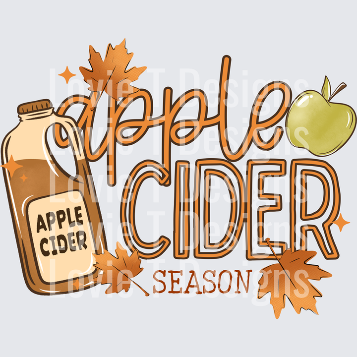 APPLE CIDER SEASON fall DTF transfer design