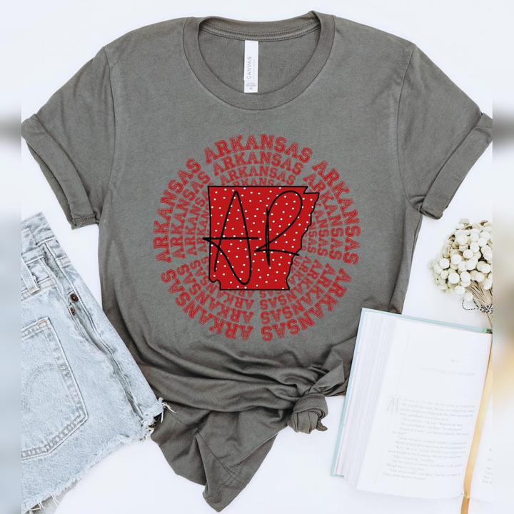Ar Arkansas State Spiral Polka Dot DTF transfer design – image 1