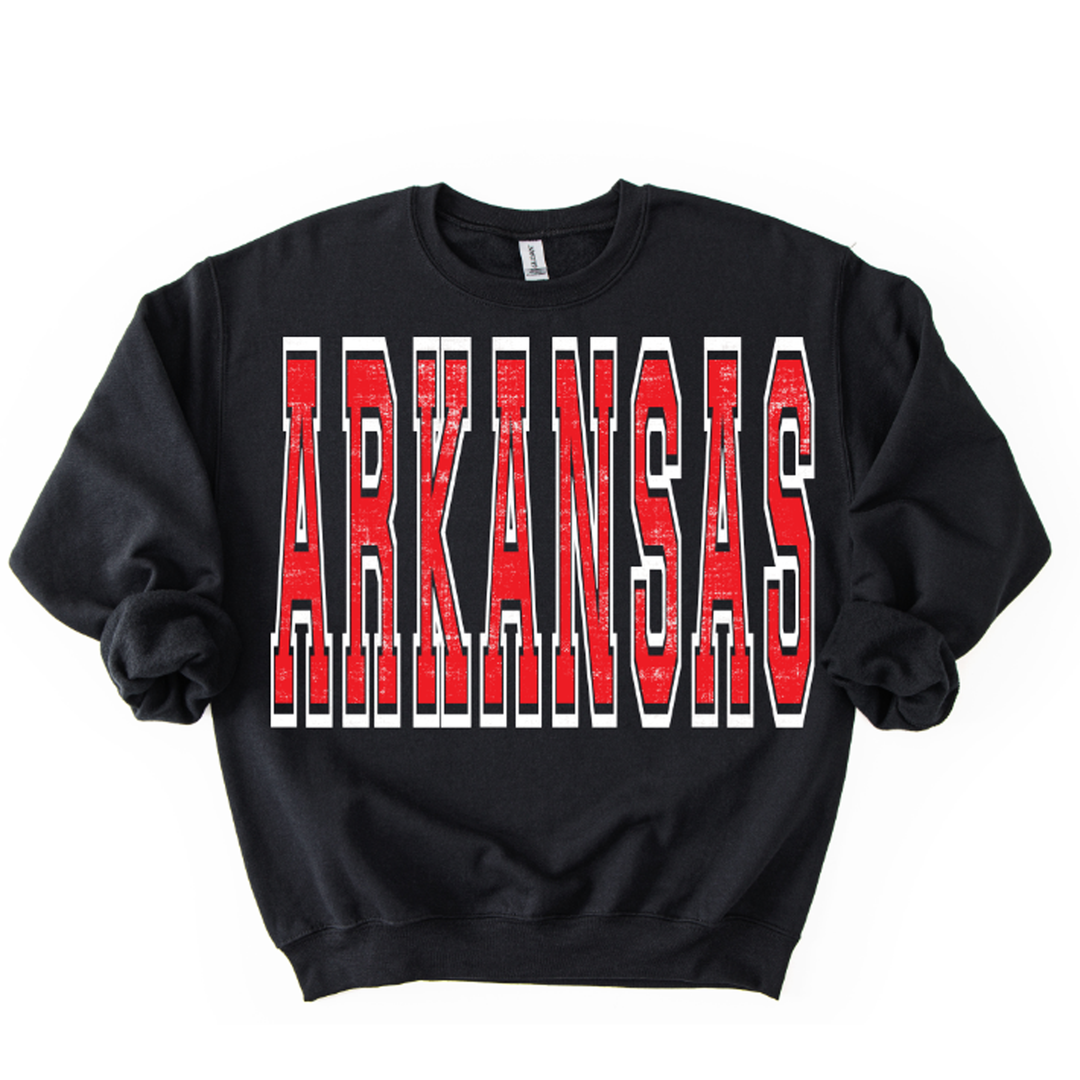 Arkansas Red and White Varsity Style DTF transfer design – image 1