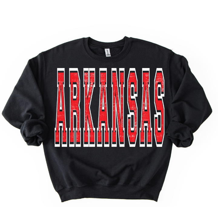 Arkansas Red and White Varsity Style DTF transfer design – image 1