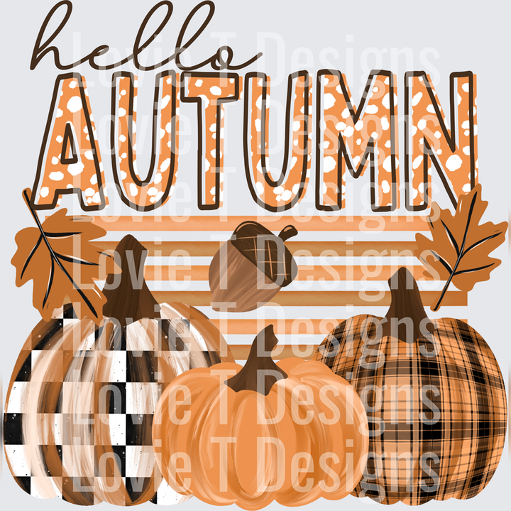 Autumn W Stripes fall DTF transfer design