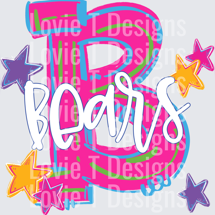 B Bears Hype Squad sports DTF transfer design