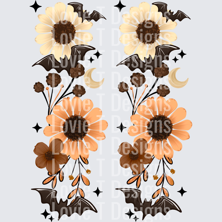 BAT FLORALS SLEEVE Halloween DTF transfer design