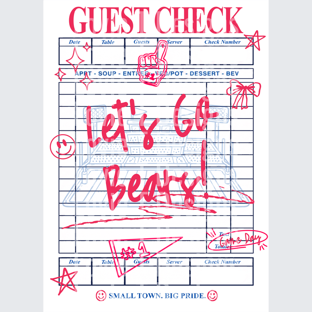BEARS GUESTCHECK mascot DTF transfer design