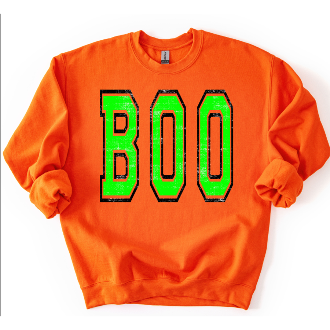 Boo Oversized Grunge Bright Green and Black DTF transfer design Ã¢â‚¬â€œ image 1