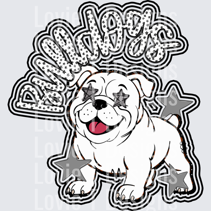 BULLDOGS BLACK mascot DTF transfer design