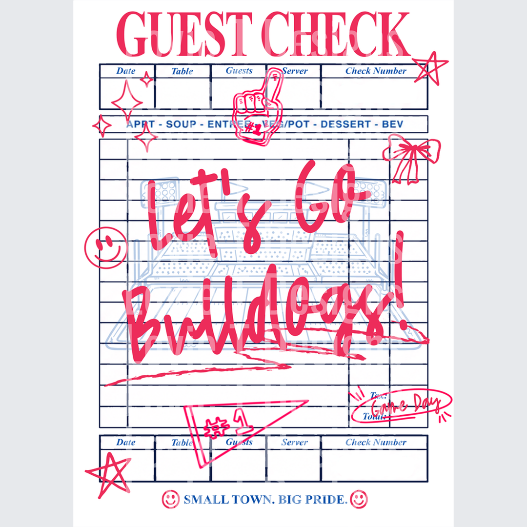 BULLDOGS GUESTCHECK mascot DTF transfer design