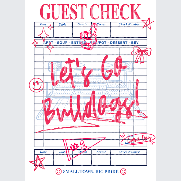 BULLDOGS GUESTCHECK mascot DTF transfer design