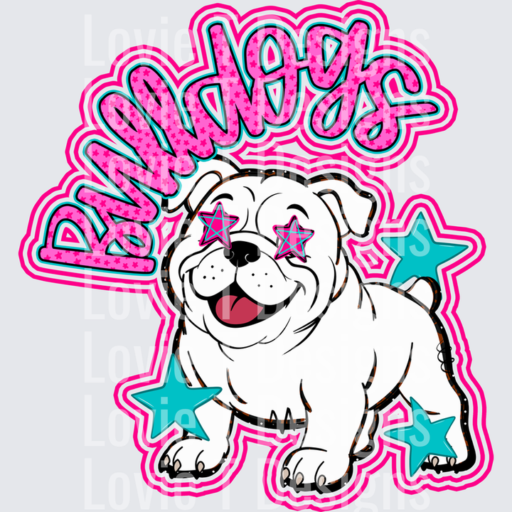 BULLDOGS PINK mascot DTF transfer design