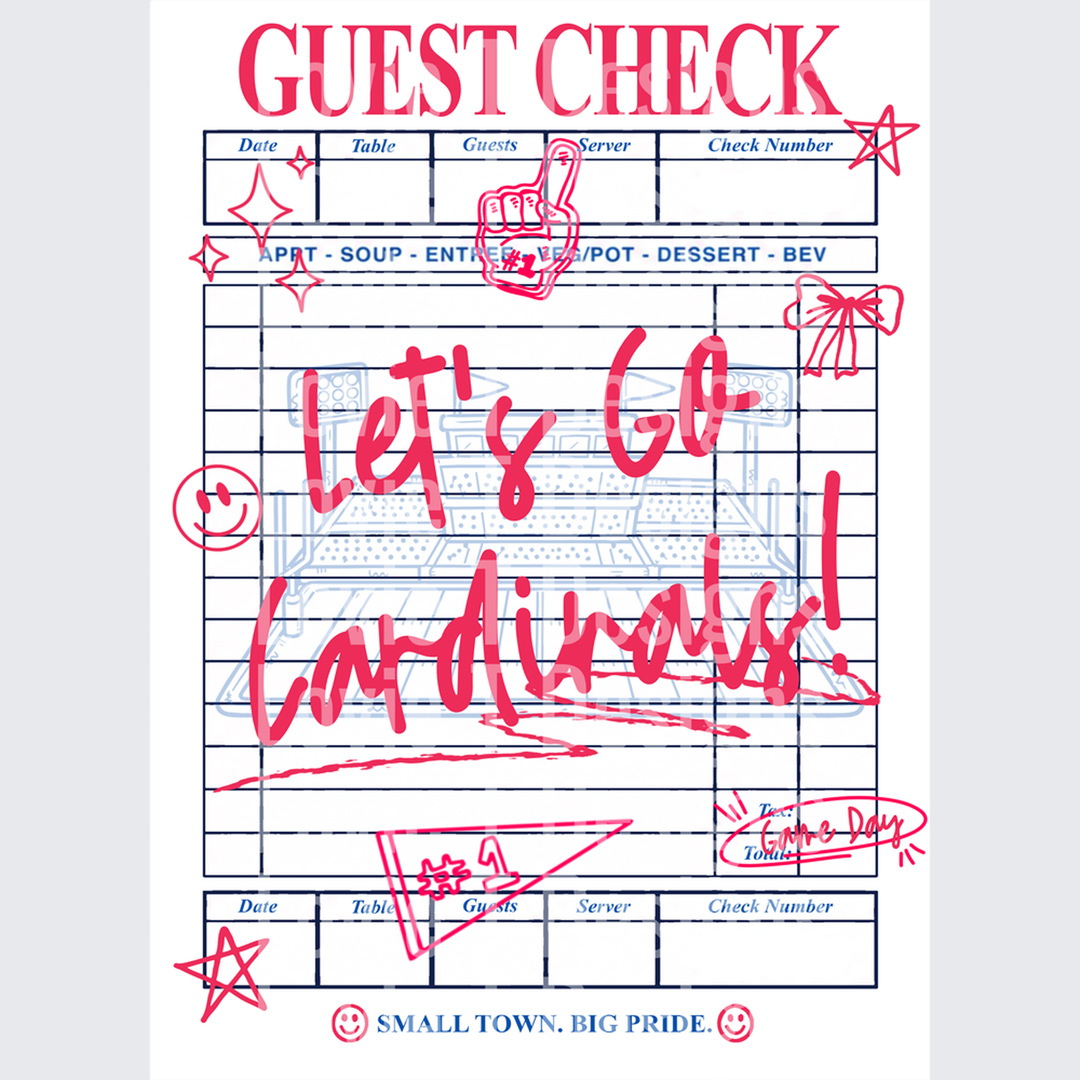 CARDINALS GUESTCHECK mascot DTF transfer design