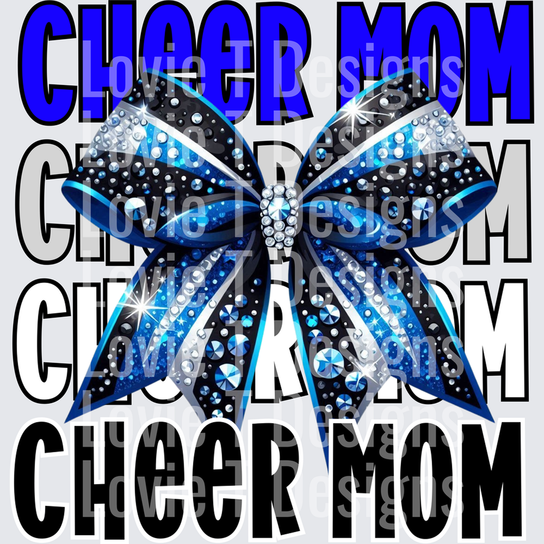 Cheer Mom Royal Blue cheer DTF transfer design