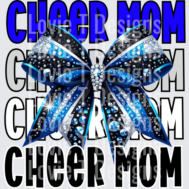Cheer Mom Royal Blue cheer DTF transfer design