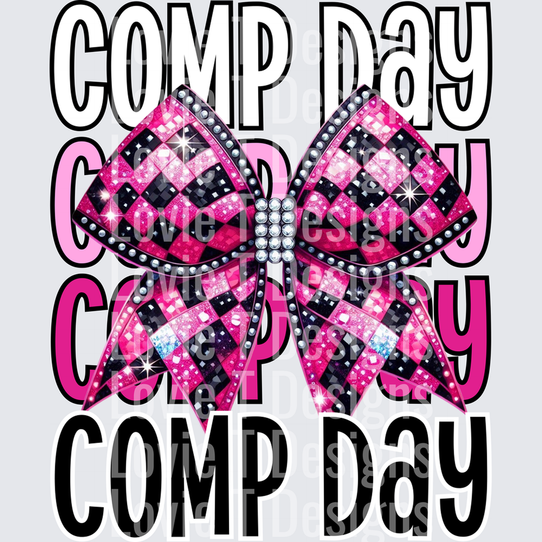 Comp Day Pink cheer DTF transfer design