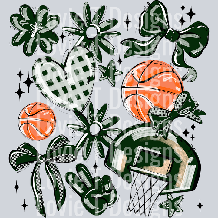 DARK GREEN PLAY BALL BASKETBALL COLLAGE