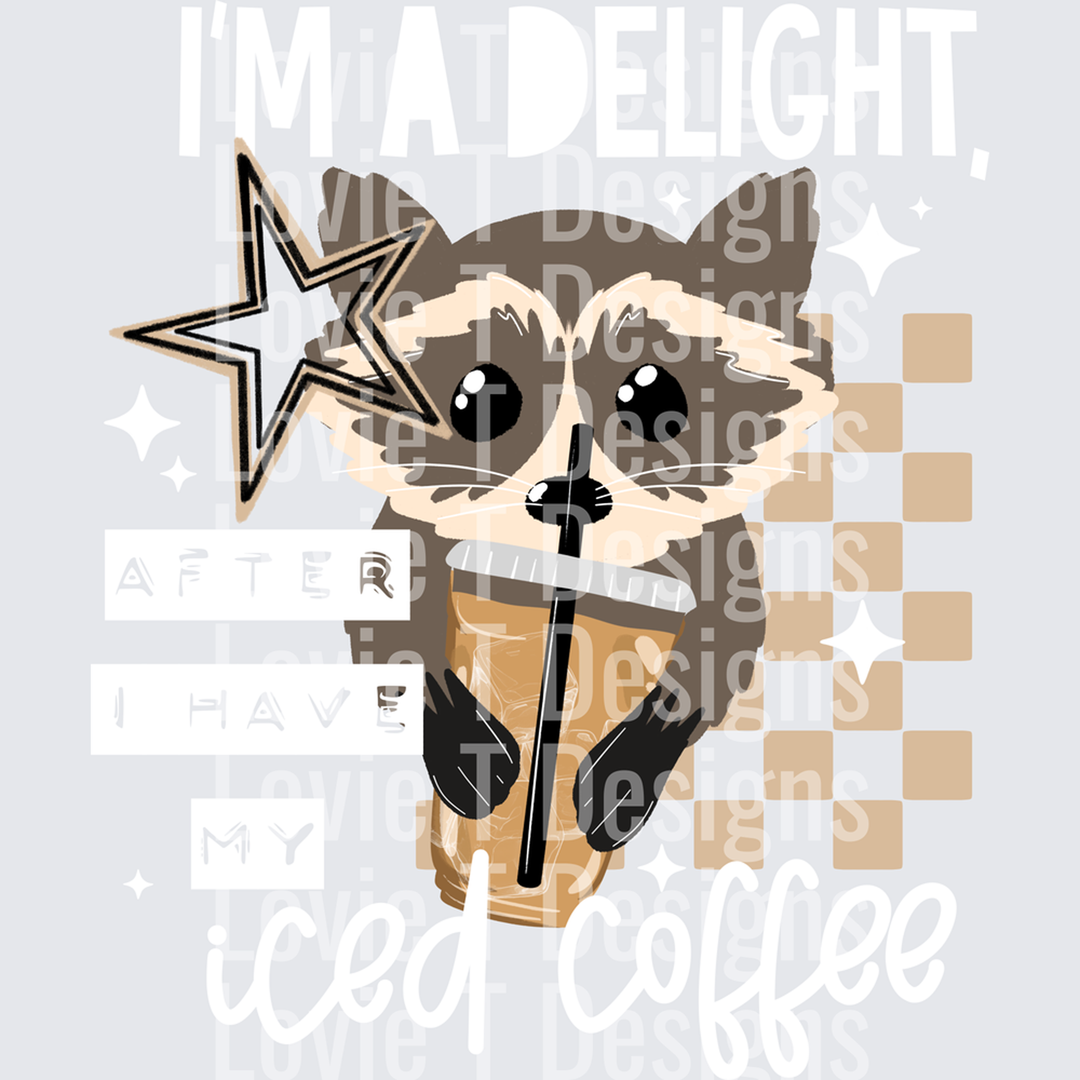 DELIGHT ICED COFFEE WHITE Everyday DTF transfer design
