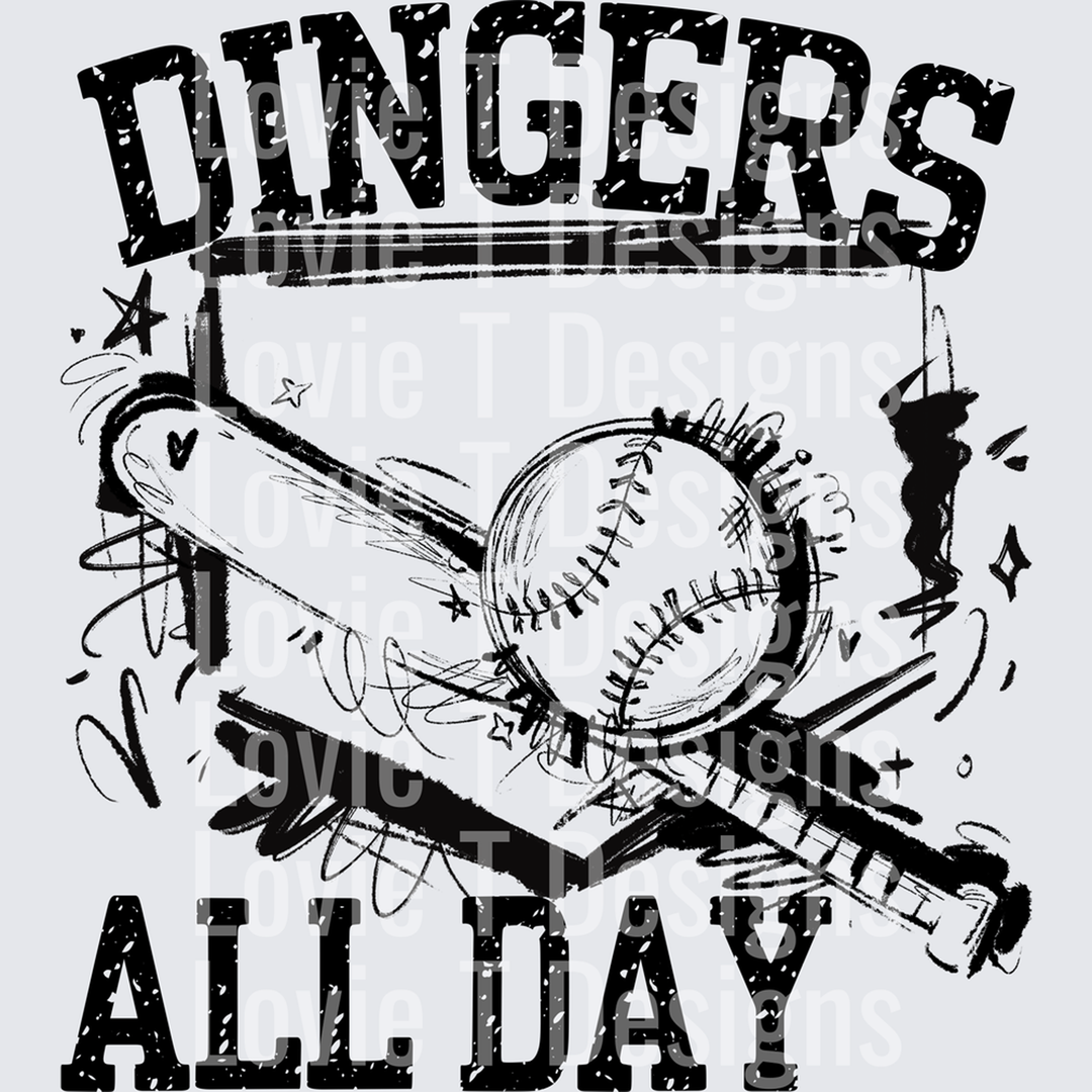 Dingers All Day DTF transfer design