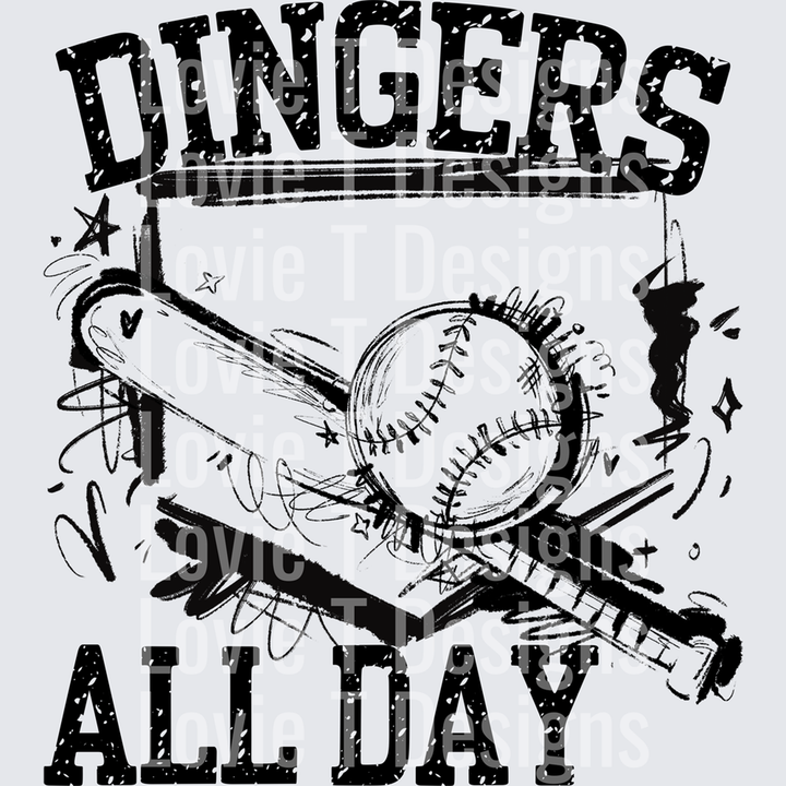 Dingers All Day DTF transfer design