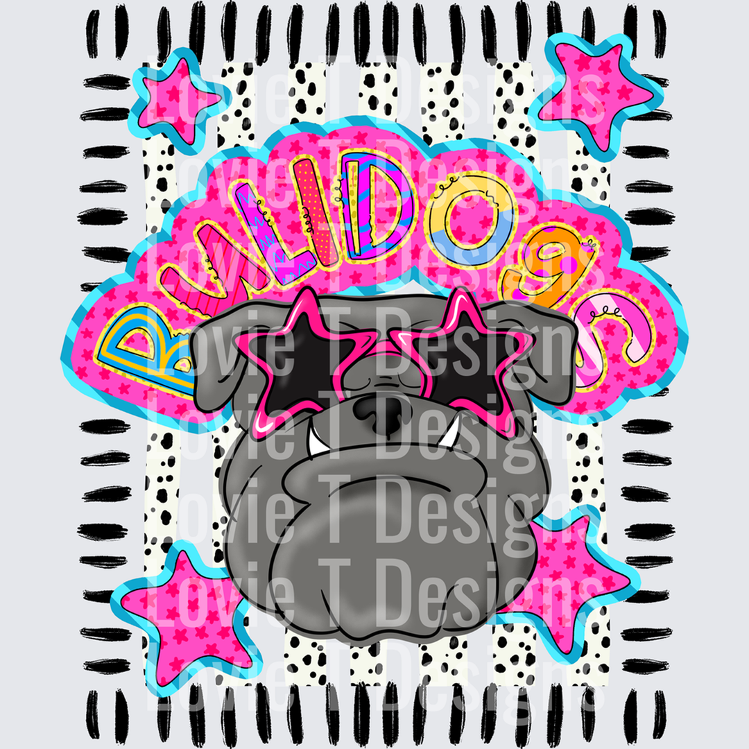 DOODLE STAR SUNGLASSES BULLDOGS mascot DTF transfer design