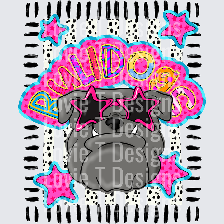 DOODLE STAR SUNGLASSES BULLDOGS mascot DTF transfer design