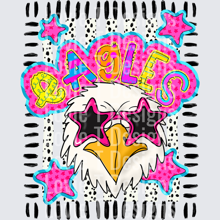 DOODLE STAR SUNGLASSES EAGLE mascot DTF transfer design
