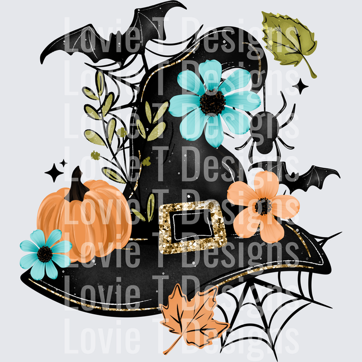 Floral Witch Hat Black – DTF Transfer