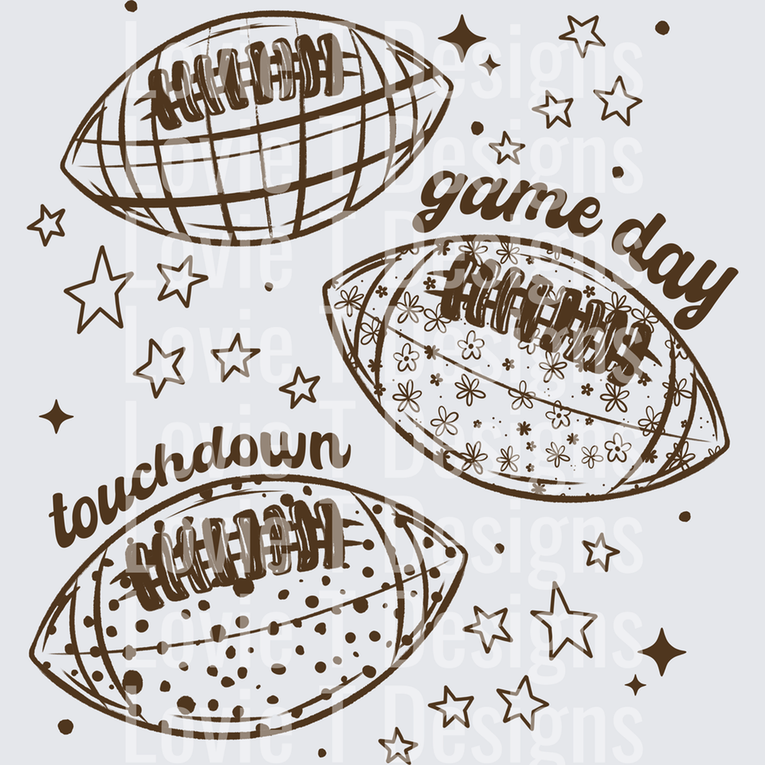 Football Patterns Single Color Brown â€“ DTF Transfer