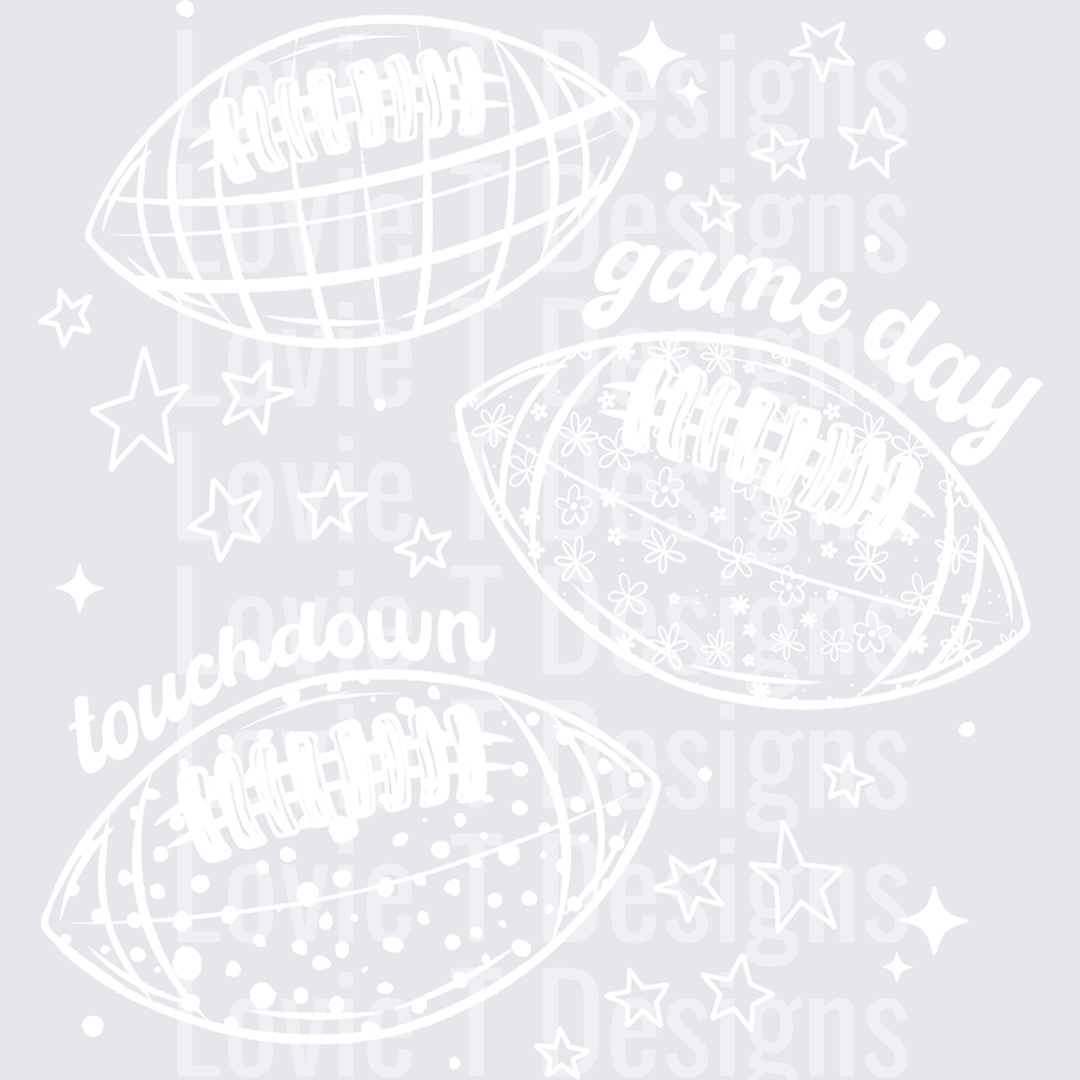 Football Patterns Single Color White â€“ DTF Transfer