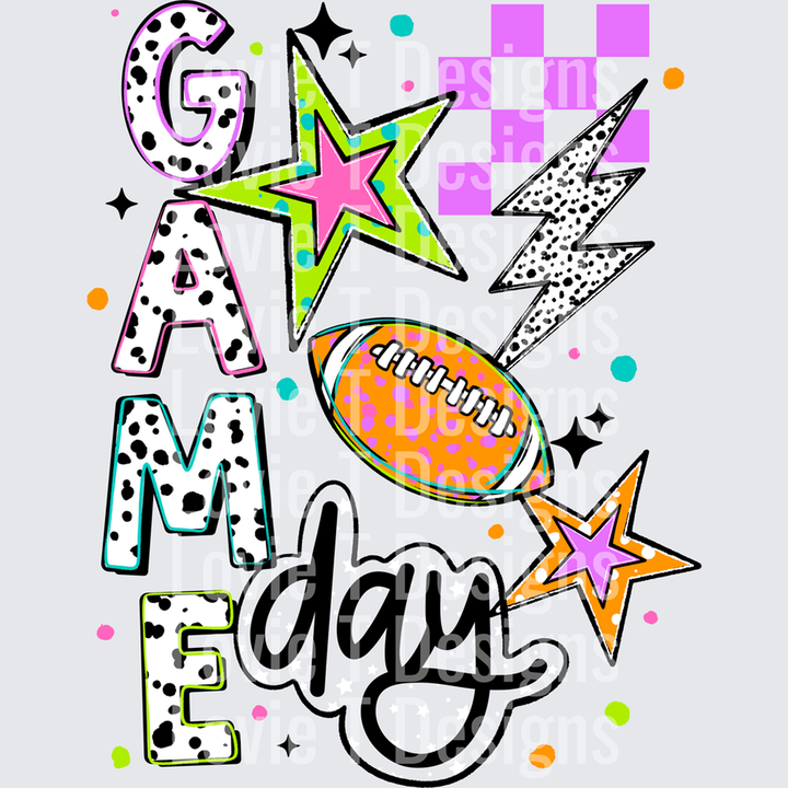 Game Day Football Dotted and Bright â€“ DTF Transfer
