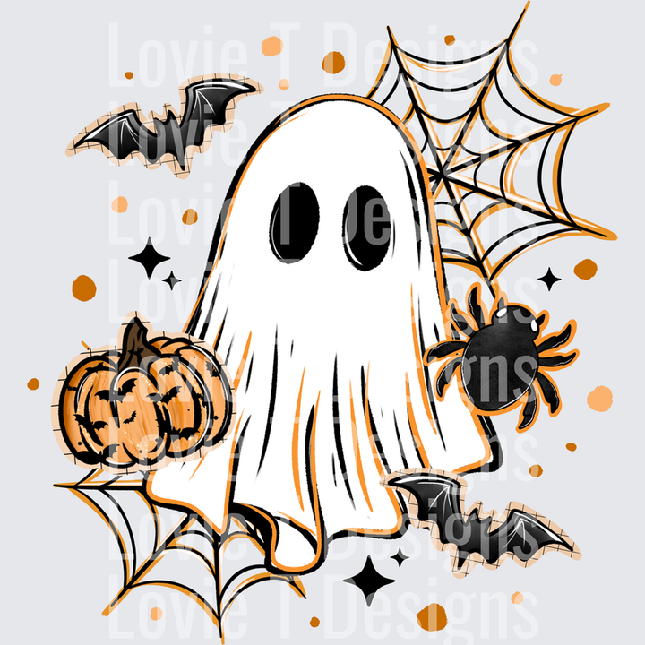 Ghostie Pumpkins and Bats â€“ DTF Transfer