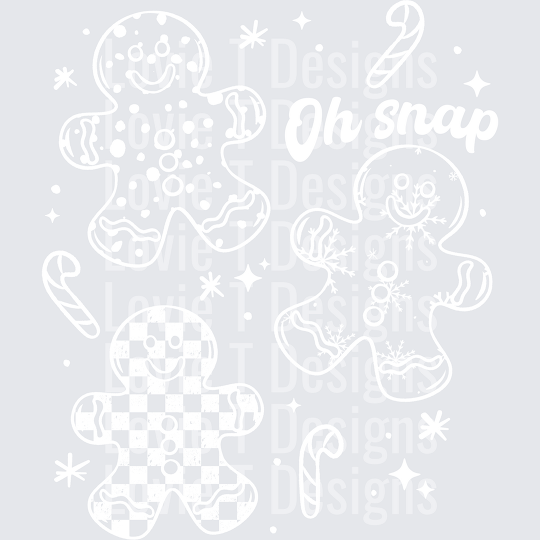 Gingerbread Patterns Single Color White – DTF Transfer