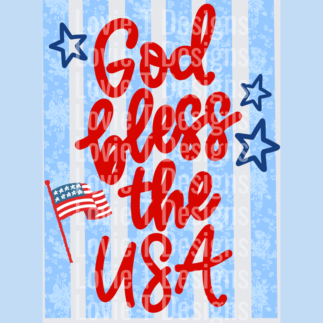 God Bless the USA Blue – DTF Transfer