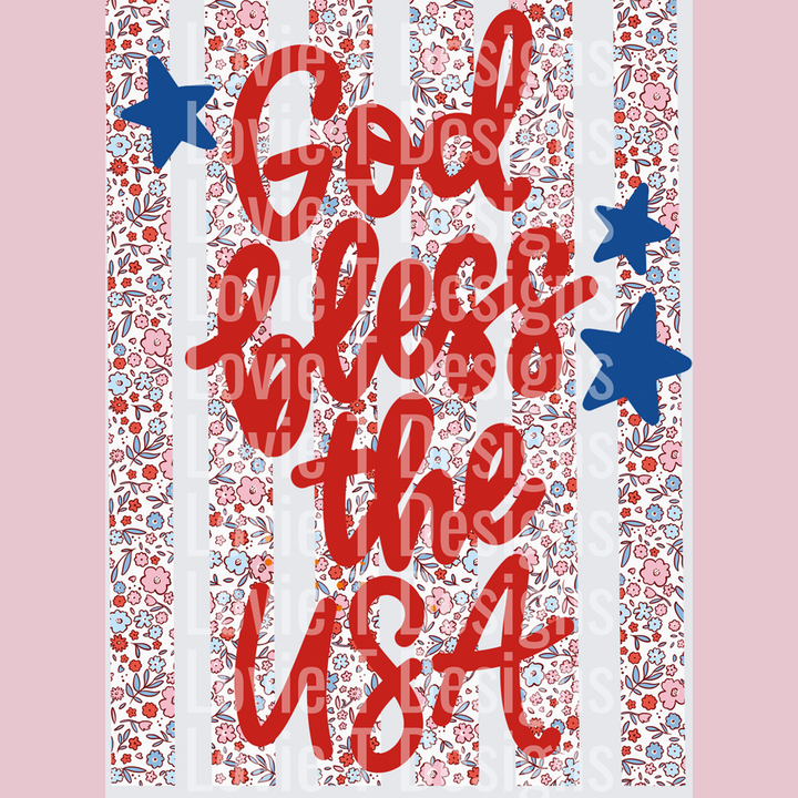 God Bless the USA Flowers – DTF Transfer