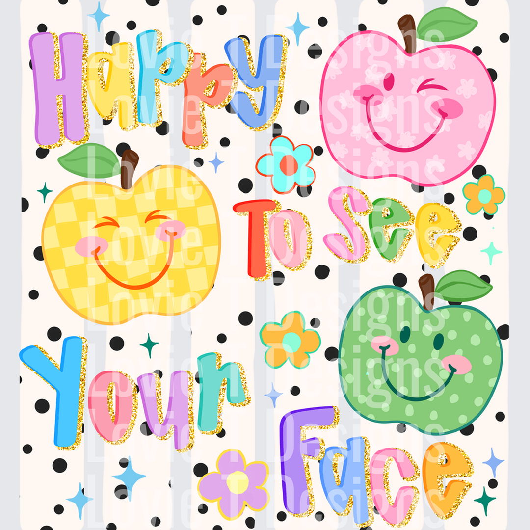 Happy to See Your Face Black and White Dotted Stripes – DTF Transfer