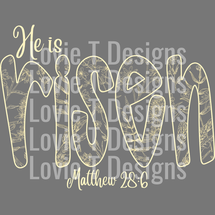 He is Risen Yellow Floral – DTF Transfer