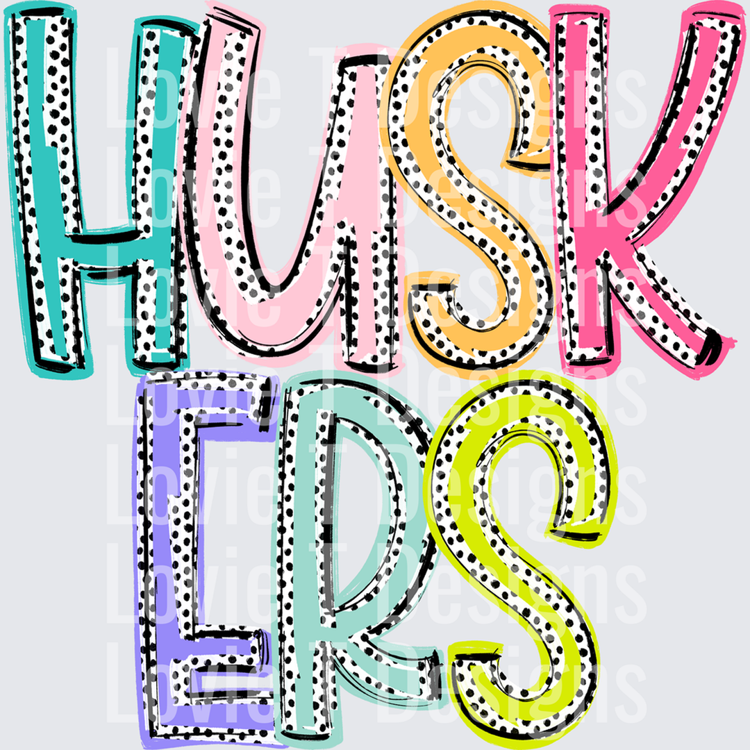 Huskers Dixie Dot Mascots – DTF Transfer