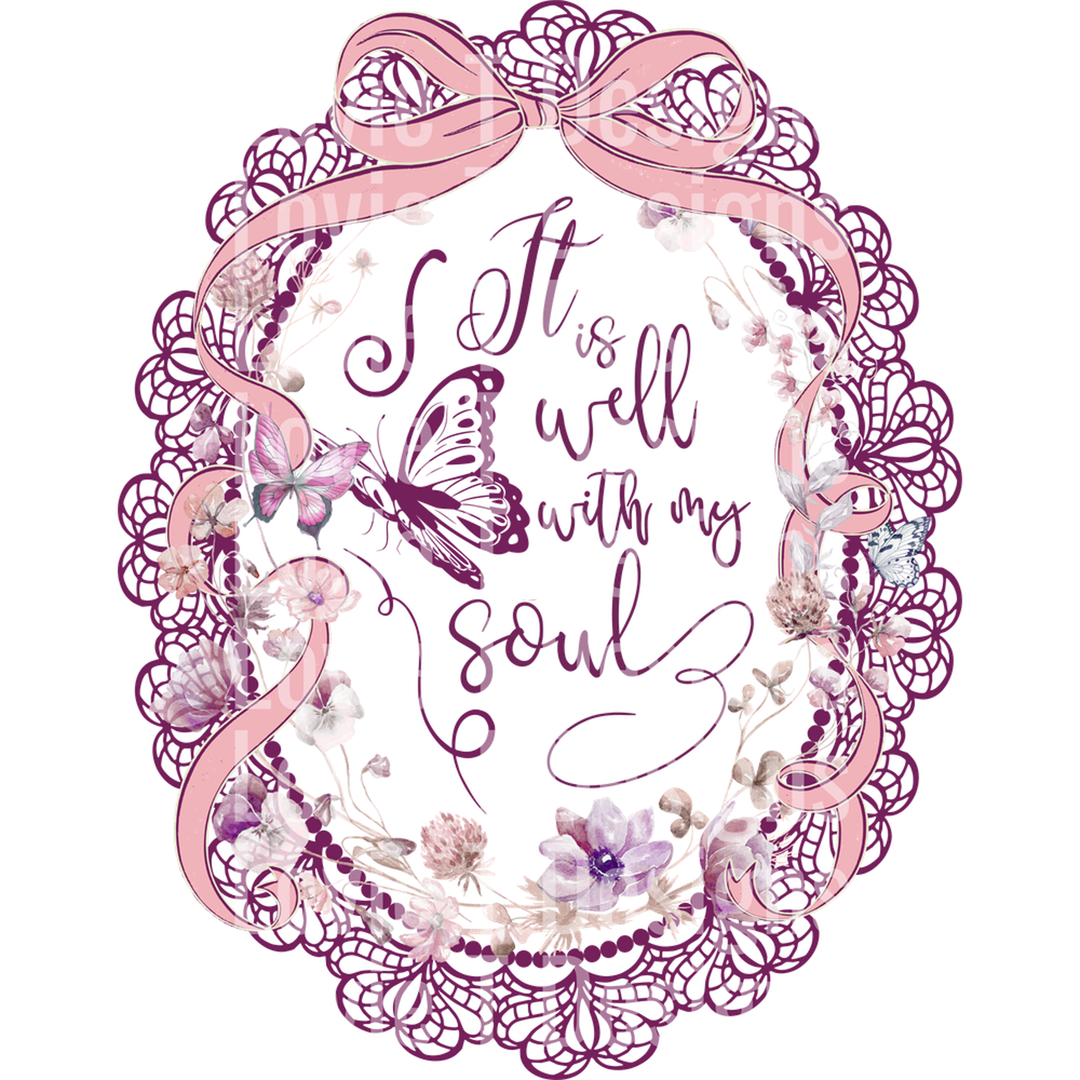 It is Well with My Soul Vintage Lace and Wildflowers Purple – DTF Transfer
