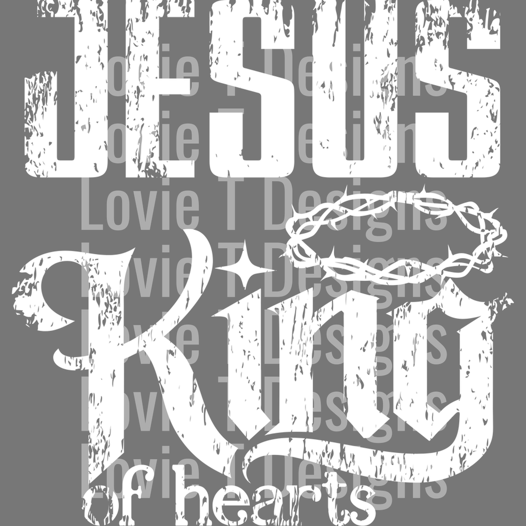 Jesus King of Hearts Back White – DTF Transfer