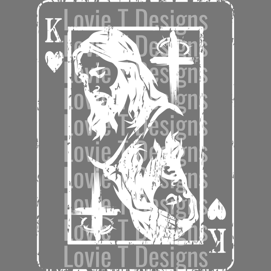 Jesus King of Hearts Front White – DTF Transfer