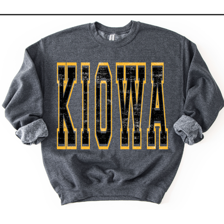 Kiowa Black and Yellow Gold Varsity Style – DTF Transfer
