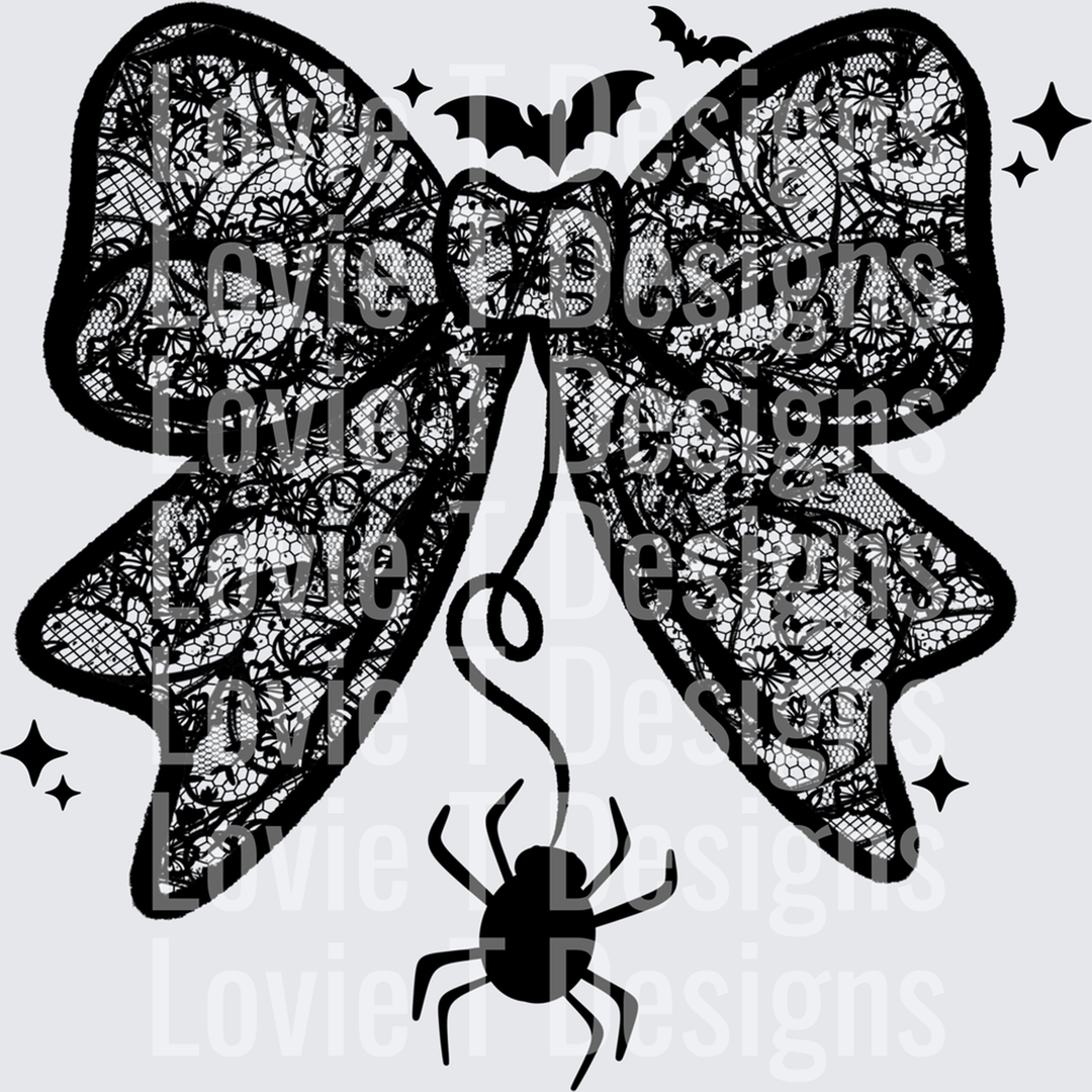 Lace Bow Single Color Black – DTF Transfer