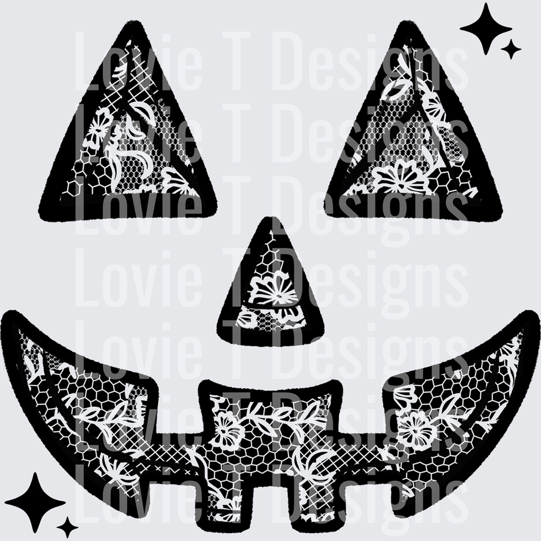 Lace Pumpkin Face Black – DTF Transfer