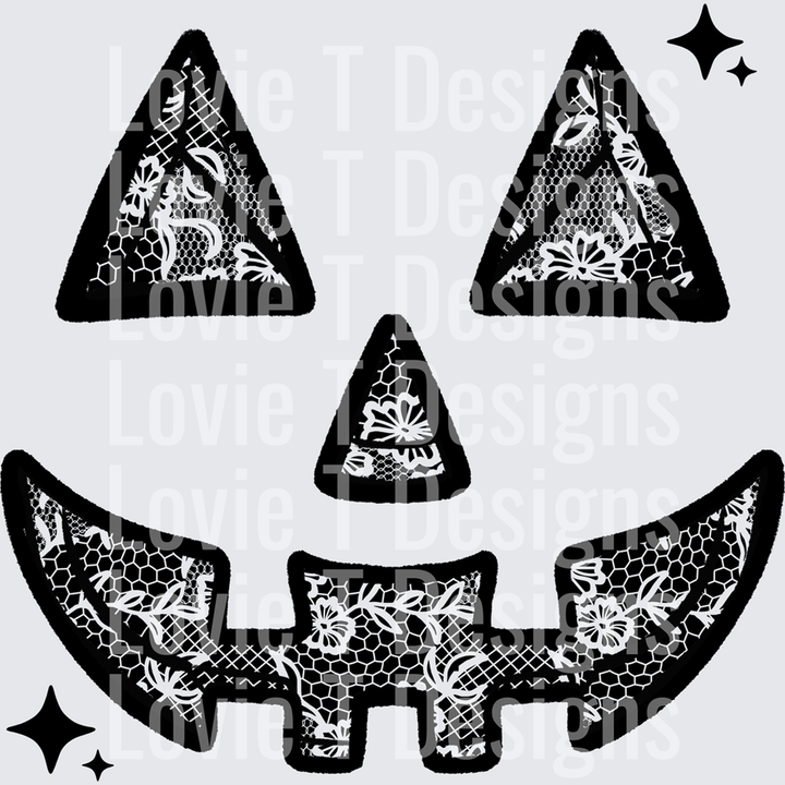Lace Pumpkin Face Black – DTF Transfer