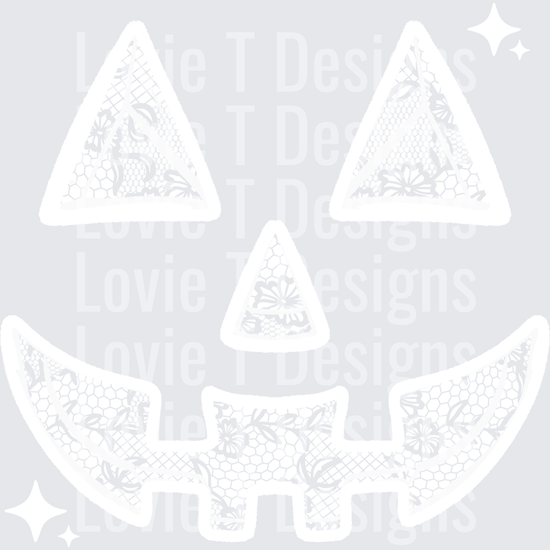 Lace Pumpkin Face White – DTF Transfer
