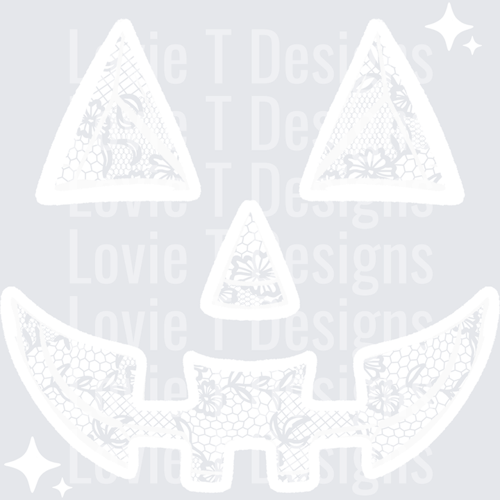 Lace Pumpkin Face White – DTF Transfer