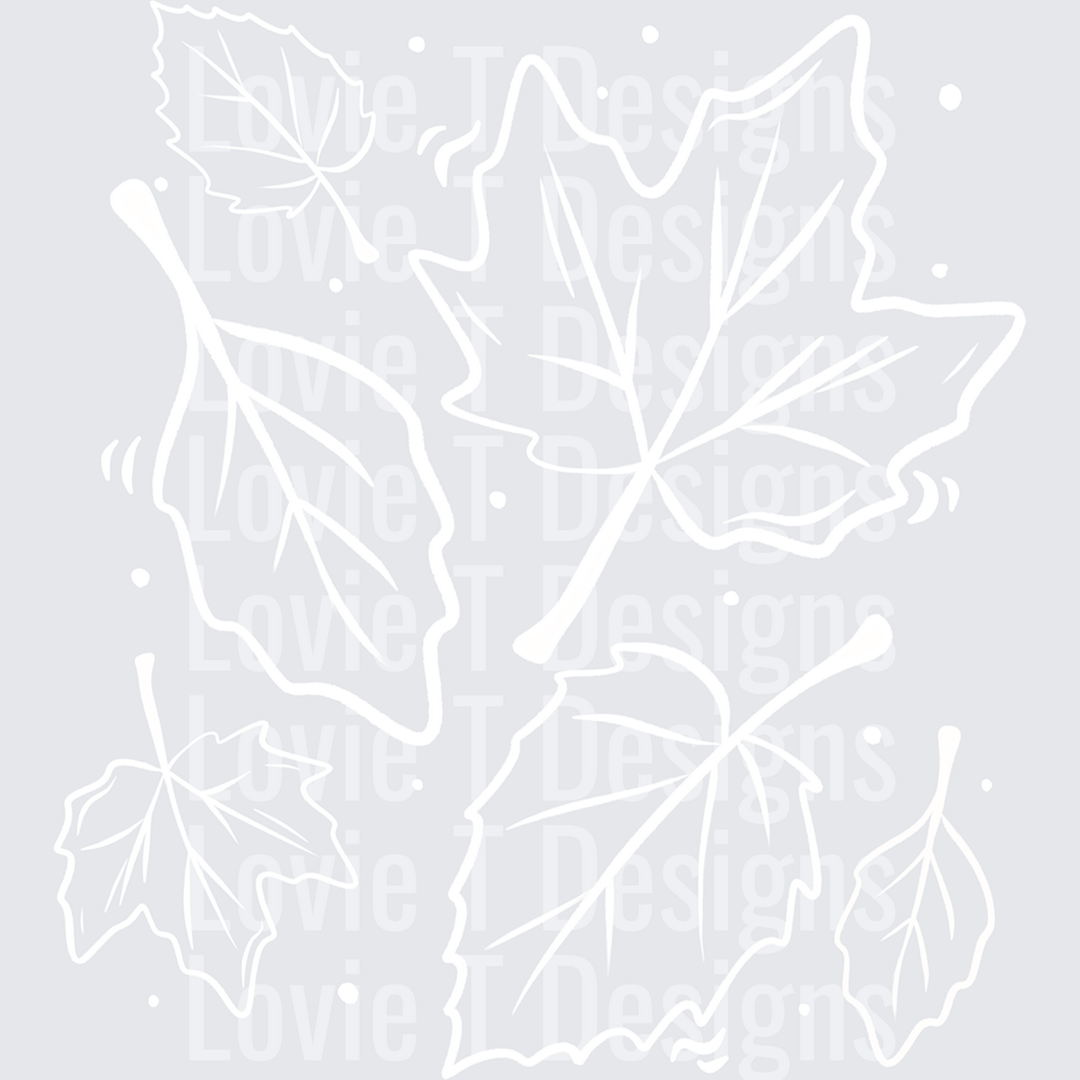 Leaves Single Color White – DTF Transfer