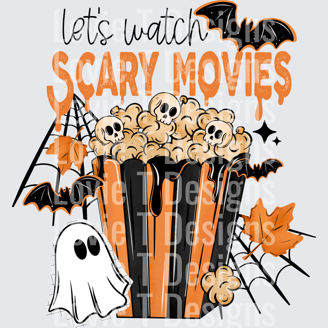 Let's Watch Scary Movies Black – DTF Transfer