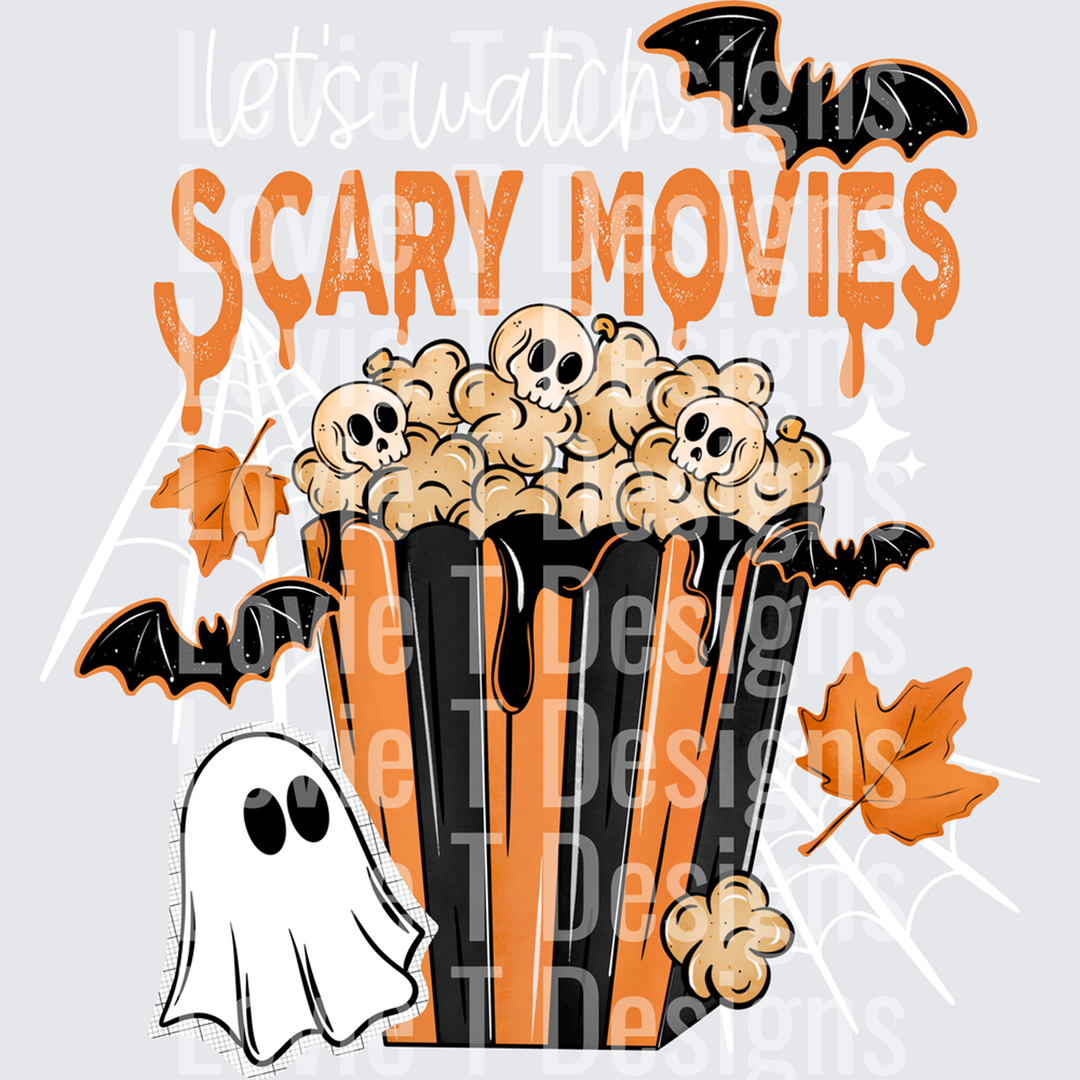 Let's Watch Scary Movies White – DTF Transfer