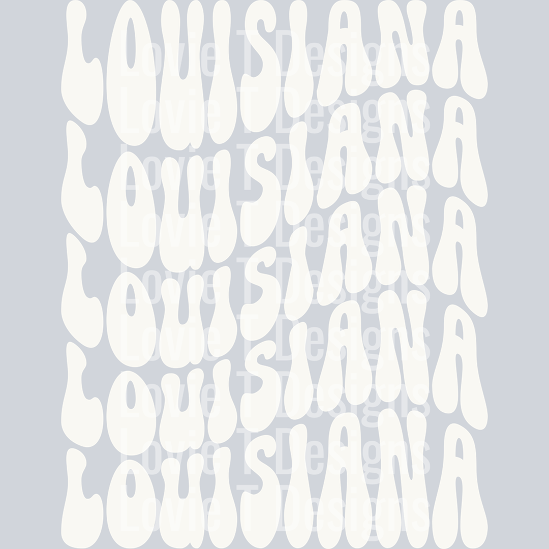 Louisiana Groovy Wave Stacked Cream White – DTF Transfer